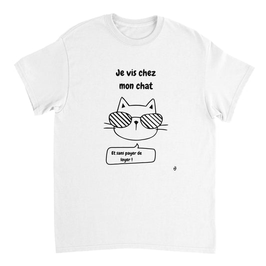 T-shirt humour Je vis chez mon chat