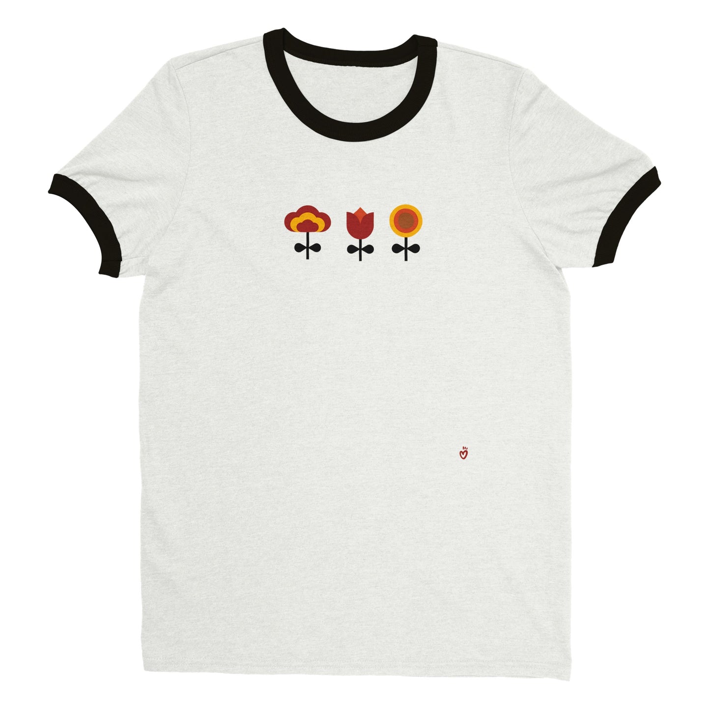 T-shirt ringer - 3 petites fleurs vintage